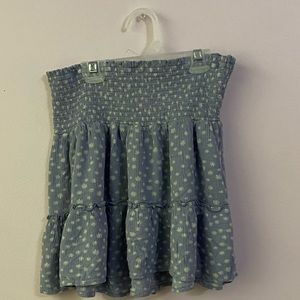 daisy pattern skirt, elastic waistband, ruffle detail